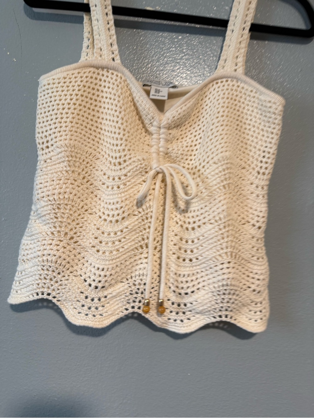Rachel Zoe Cream Crochet Tie-Front Tank Top size MEDIUM - Picture 2 of 8